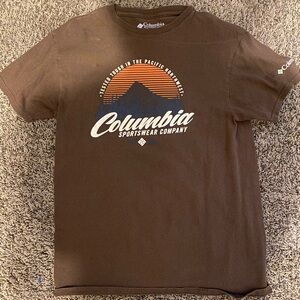 Brown and orange Columbia sports shirt